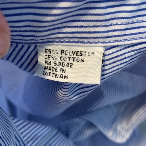 Las Olas Blue white Striped Button up Shirt Lighthouse Embroidery stars medium - Picture 8 of 8